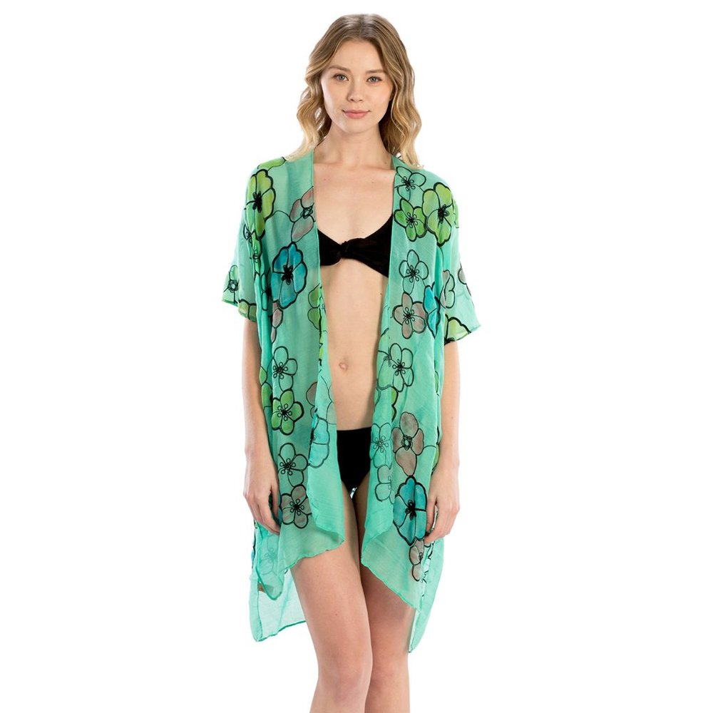 LOF Embroidery Flower Pattern Cover Up